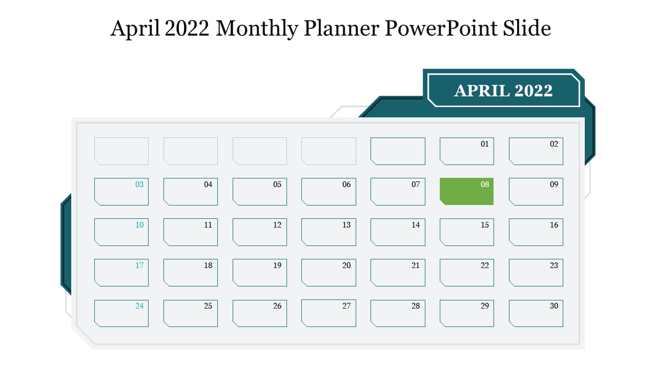 April 2022 Monthly Planner PowerPoint Slide